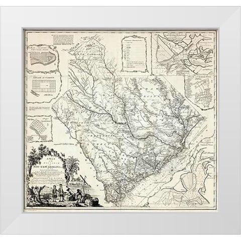 A Map of the Province of South Carolina, 1773 White Modern Wood Framed Art Print by Cook, James