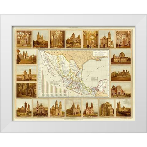 Carta Eclesiastica, 1885 White Modern Wood Framed Art Print by Cubas, Antonio Garcia