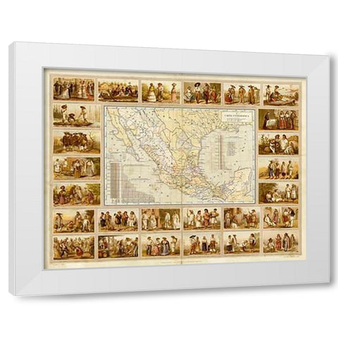 Carta Etnografica, 1885 White Modern Wood Framed Art Print by Cubas, Antonio Garcia