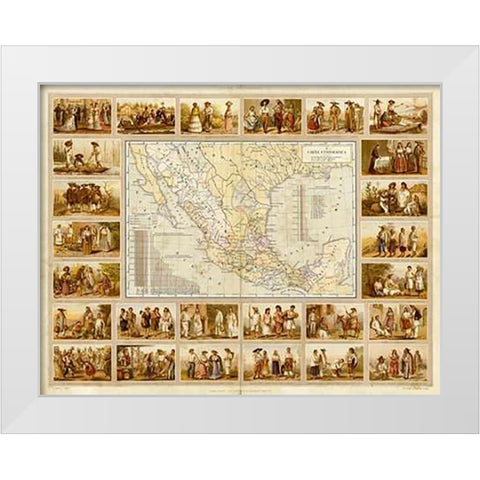 Carta Etnografica, 1885 White Modern Wood Framed Art Print by Cubas, Antonio Garcia