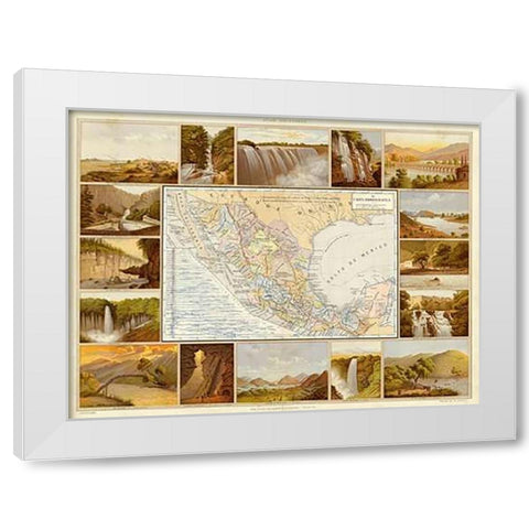 Carta Hydrografica, 1885 White Modern Wood Framed Art Print by Cubas, Antonio Garcia