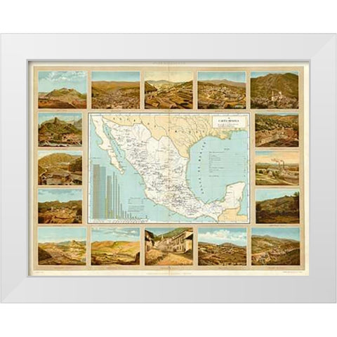 Carta Minera, 1885 White Modern Wood Framed Art Print by Cubas, Antonio Garcia