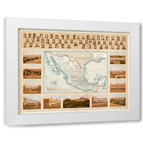 Carta Politica, 1885 White Modern Wood Framed Art Print by Cubas, Antonio Garcia