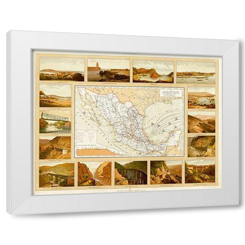 Vias de Comunicacion y Movimiento Maritimo, 1885 White Modern Wood Framed Art Print by Cubas, Antonio Garcia
