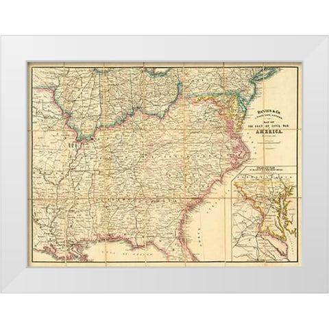 Map of The Seat of Civil War In America, 1862 White Modern Wood Framed Art Print by Davies and Co.
