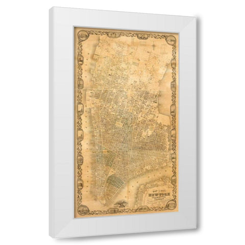 City of New York Extending Northward to 50th St., 1852 White Modern Wood Framed Art Print by Dripps, Matthew