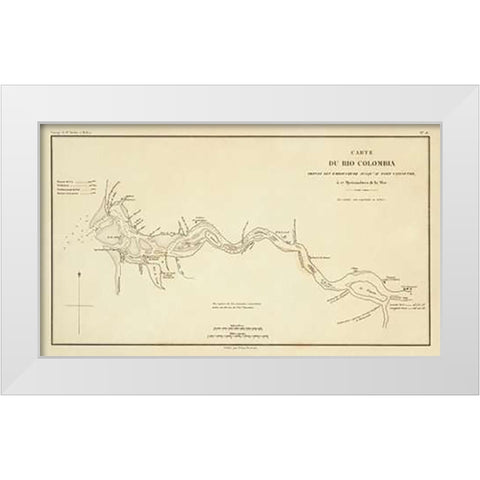 Columbia River, Oregon, Washington, 1844 White Modern Wood Framed Art Print by De Mofras, Eugene Duflot