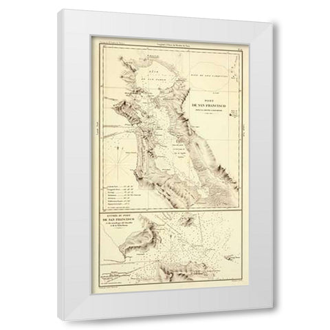 Port of San Francisco, California, 1844 White Modern Wood Framed Art Print by De Mofras, Eugene Duflot