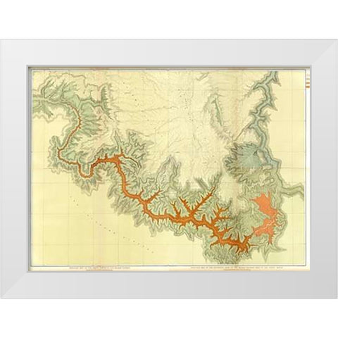 Grand Canyon - ComVintageite: Geologic map, S. pt. Kaibab Plateau. I-IV, 1882 White Modern Wood Framed Art Print by Dutton, Clarence