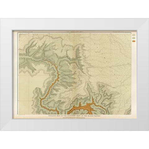 Grand Canyon - Geologic Map of The Southern Part of The Kaibab Plateau (Part I. North-Western Sheet) White Modern Wood Framed Art Print by Dutton, Clarence
