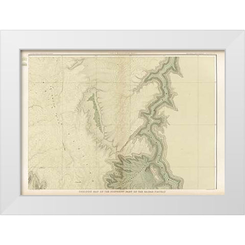Grand Canyon - Geologic Map of The Southern Part of The Kaibab Plateau (Part II. North-Eastern Sheet White Modern Wood Framed Art Print by Dutton, Clarence