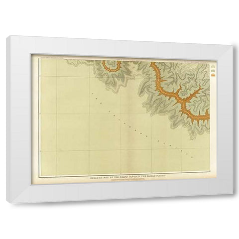 Grand Canyon - Geologic Map of The Southern Part of The Kaibab Plateau (Part III. South-Western Shee White Modern Wood Framed Art Print by Dutton, Clarence