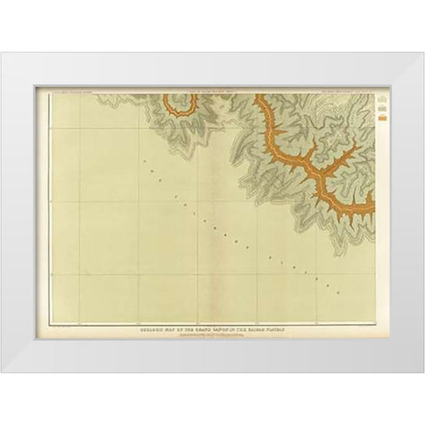 Grand Canyon - Geologic Map of The Southern Part of The Kaibab Plateau (Part III. South-Western Shee White Modern Wood Framed Art Print by Dutton, Clarence