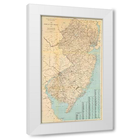 The State of New Jersey, 1878 White Modern Wood Framed Art Print by Geological Survey of New Jersey