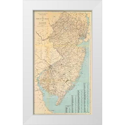 The State of New Jersey, 1878 White Modern Wood Framed Art Print by Geological Survey of New Jersey