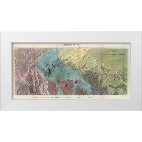Geological Map, Rio Colorado of the West, 1858 White Modern Wood Framed Art Print by Ives, J.C