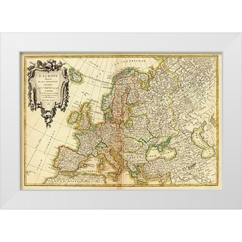 LEurope, 1782 White Modern Wood Framed Art Print by Janvier, Jean