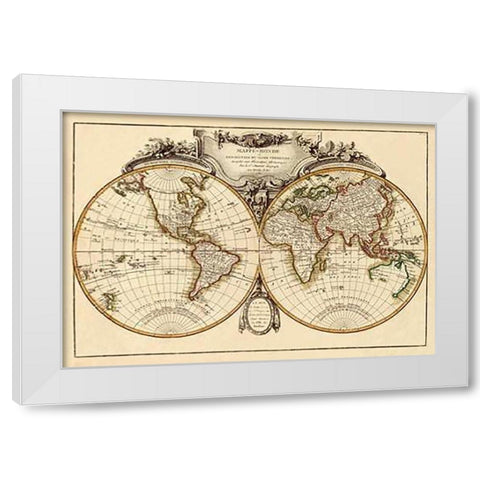 Mappemonde, 1782 White Modern Wood Framed Art Print by Janvier, Jean