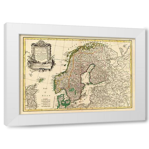 Suede, Danemarck et Norwege, 1762 White Modern Wood Framed Art Print by Janvier, Jean