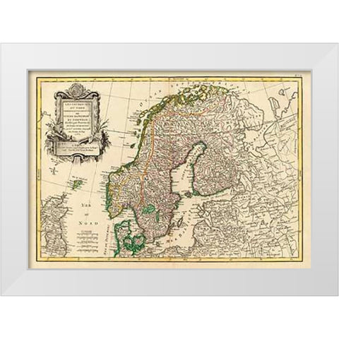 Suede, Danemarck et Norwege, 1762 White Modern Wood Framed Art Print by Janvier, Jean