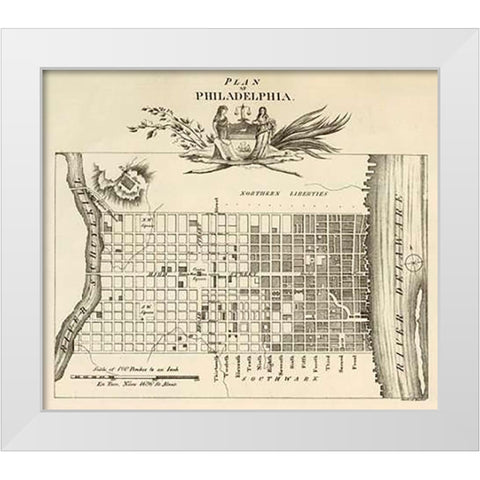 Philadelphia, 1824 White Modern Wood Framed Art Print by Klinckowstrom, Axel Leonhard