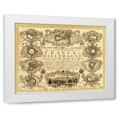 Grand Theatre de la Guerre, 1742 White Modern Wood Framed Art Print by De Lisle, Guillaume