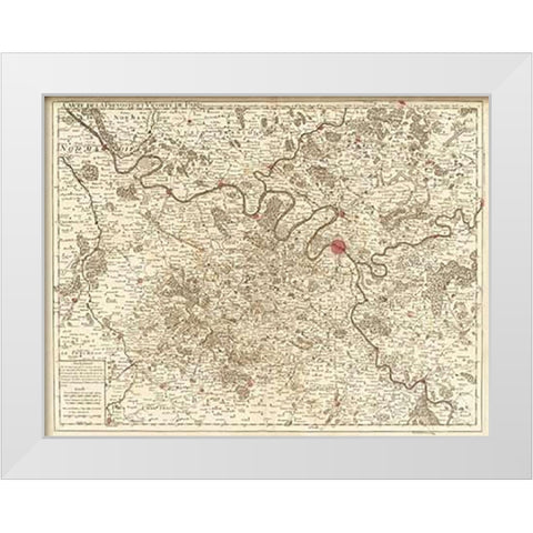Paris, France, 1711 White Modern Wood Framed Art Print by De Lisle, Guillaume