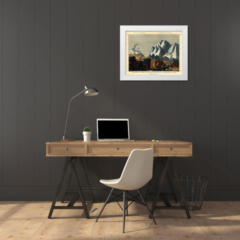 Comparative Height of the Principal Mountains in the World, 1823 White Modern Wood Framed Art Print by Lucas, Fielding