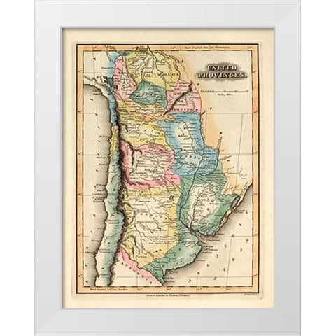 United Provinces, 1823 White Modern Wood Framed Art Print by Lucas, Fielding