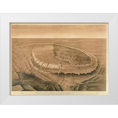 Birds eye view of the Black Hills, 1879 White Modern Wood Framed Art Print by Newton, Henry