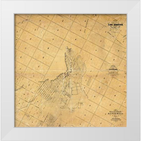 Map of The City of Los Angeles, 1857 White Modern Wood Framed Art Print by C. Ord, E.O