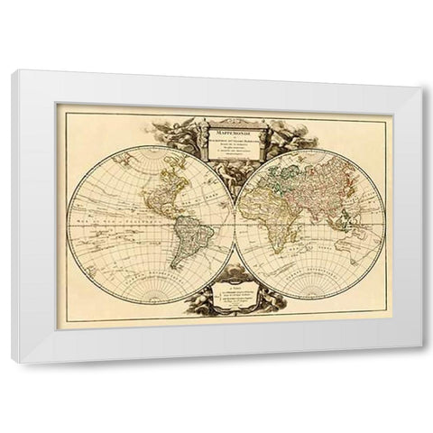Mappemonde, 1752 White Modern Wood Framed Art Print by Vaugondy, Didier Robert