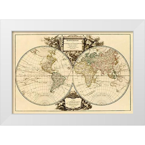 Mappemonde, 1752 White Modern Wood Framed Art Print by Vaugondy, Didier Robert