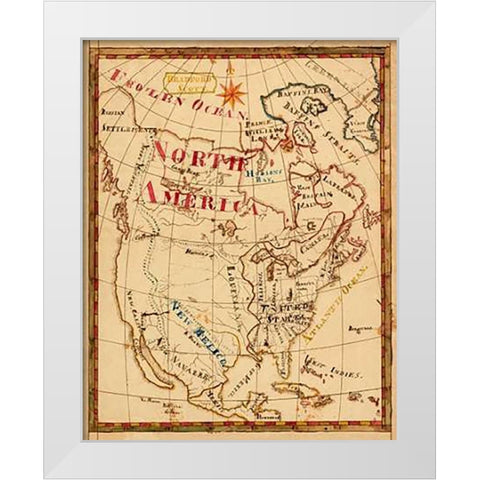 North America, 1816 White Modern Wood Framed Art Print by Scott, Bradford