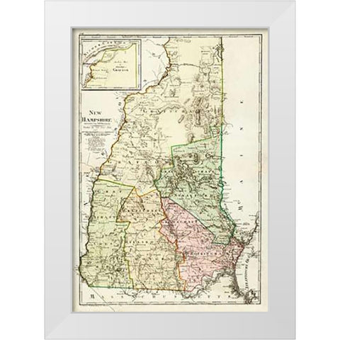 New Hampshire, 1796 White Modern Wood Framed Art Print by Sotzmann, Daniel Friedrich