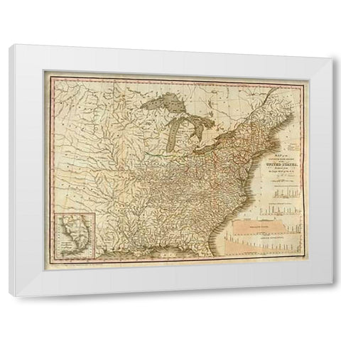 A Connected View of The Whole Internal Navigation of the United States, 1830 White Modern Wood Framed Art Print by Tanner, Henry