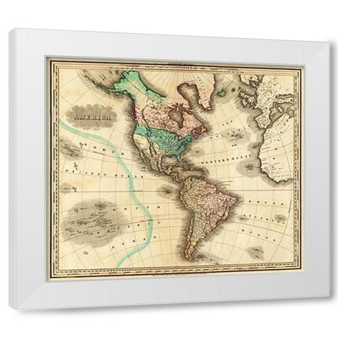 America, 1823 White Modern Wood Framed Art Print by Tanner, Henry