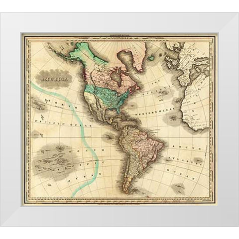 America, 1823 White Modern Wood Framed Art Print by Tanner, Henry