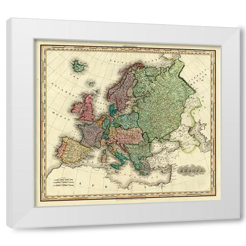 Europe, 1823 White Modern Wood Framed Art Print by Tanner, Henry