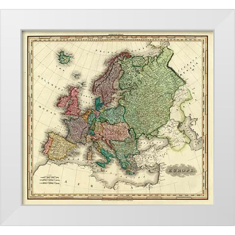 Europe, 1823 White Modern Wood Framed Art Print by Tanner, Henry