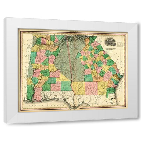 Georgia and Alabama, 1823 White Modern Wood Framed Art Print by Tanner, Henry