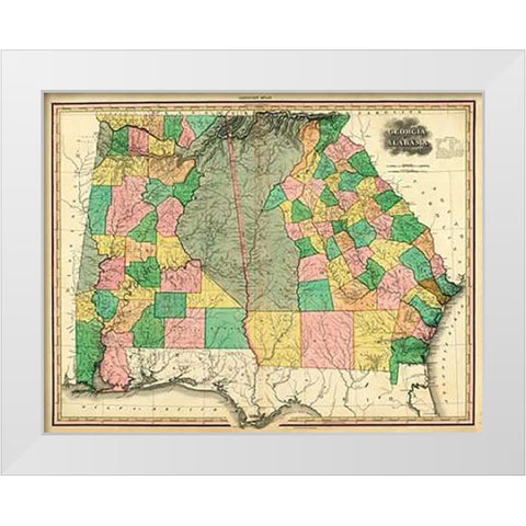 Georgia and Alabama, 1823 White Modern Wood Framed Art Print by Tanner, Henry