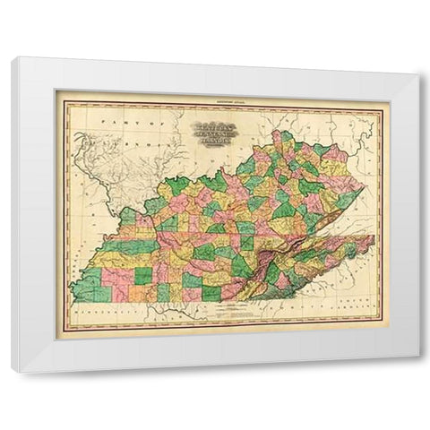 Kentucky, Tennessee and part of Illinois, 1823 White Modern Wood Framed Art Print by Tanner, Henry