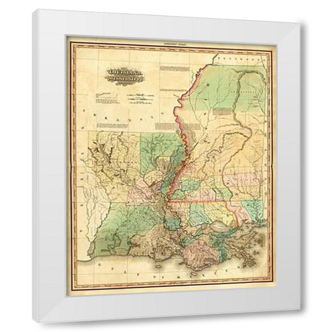 Louisiana and Mississippi, 1823 White Modern Wood Framed Art Print by Tanner, Henry