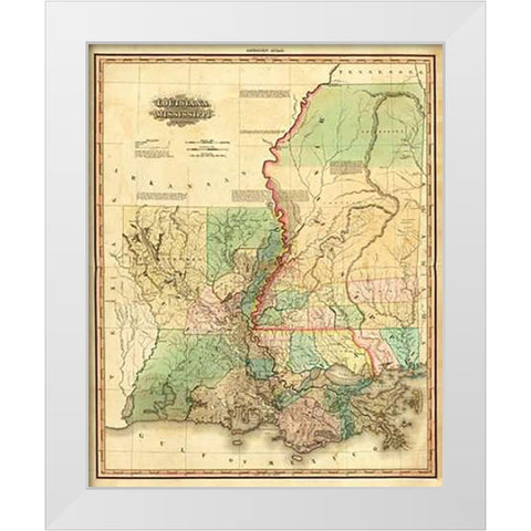 Louisiana and Mississippi, 1823 White Modern Wood Framed Art Print by Tanner, Henry