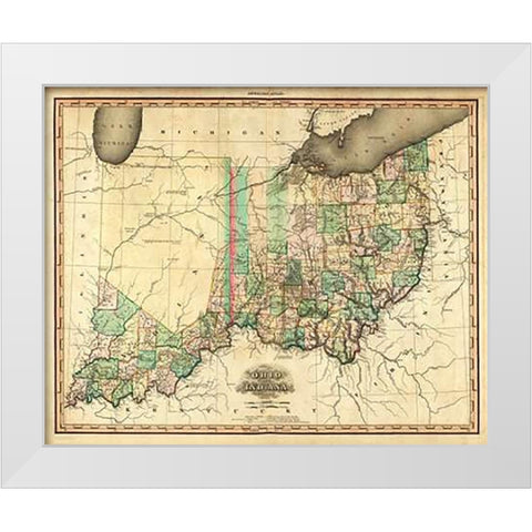 Ohio and Indiana, 1823 White Modern Wood Framed Art Print by Tanner, Henry
