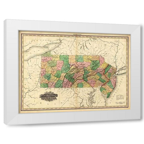 Pennsylvania and New Jersey, 1823 White Modern Wood Framed Art Print by Tanner, Henry