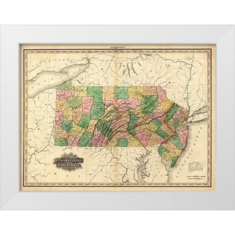 Pennsylvania and New Jersey, 1823 White Modern Wood Framed Art Print by Tanner, Henry