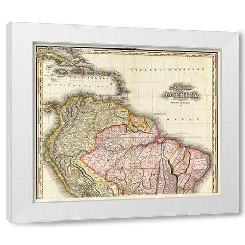 South America and West Indies, 1823 White Modern Wood Framed Art Print by Tanner, Henry