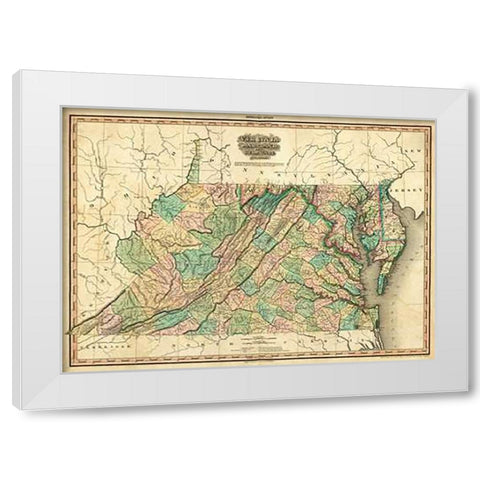 Virginia, Maryland and Delaware, 1823 White Modern Wood Framed Art Print by Tanner, Henry